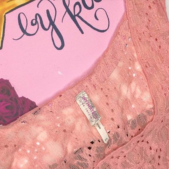 Free People Lace Sleeveless Pink Festival Top - Picture 2 of 5